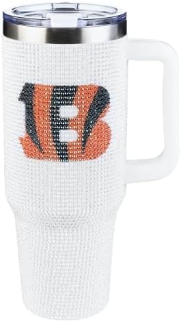 The Memory Company Officially Licensed 40oz White Bling Game Day Tumbler, Cincinnati Bengals