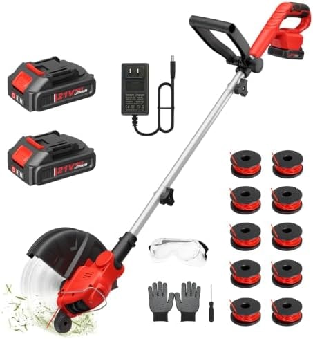ALSO GO 21V Electric Weed Wacker with 2x2.5Ah Battery Powered Weed Eater