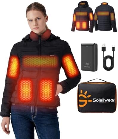 Soleilwear Graphene Womens Heated Jacket with 16000mAh Battery Fast Heating