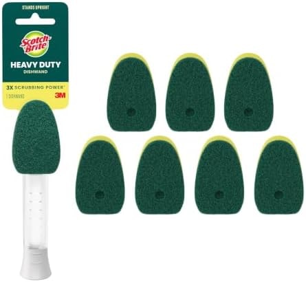 Scotch-Brite Heavy Duty Dishwand Kit, Includes 1 Wand & 7 Refill Pads, Keep Hands Out of the Mess