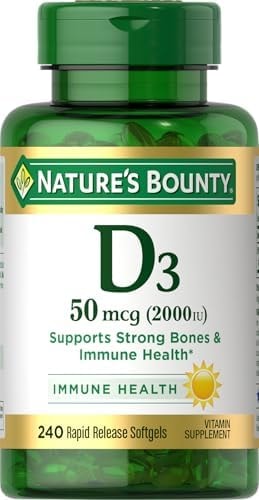 Nature's Bounty Vitamin D3 2000 IU, Immune and Bone Support, 240 Softgels