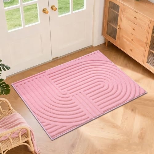 Pauwer 2x3 Area Rugs for Living Room, Modern Non Slip Washable Rug, Pink