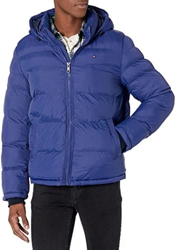 Tommy Hilfiger Men's Hooded Puffer Jacket, Royal Blue, 3X
