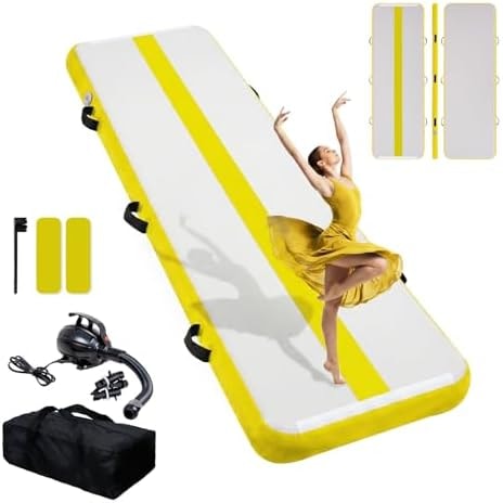 Tuxedo Sailor 10’ Inflatable Gymnastics Mat - Premium Heat Sealed Process,Tumbling Mat with Electric Pump, Repair Kit & Backpack - Multi-Scene exercise Mat Use for Gym, Yoga, Home, Outdoor
