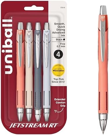 uniball™ Jetstream RT Ballpoint Pens, Black Ink, 0.7mm Fine Point, 4 Count