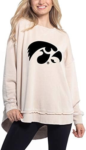 chicka-d NCAA Iowa Hawkeyes Womens Pullover Sweatshirt, Oatmeal, Medium