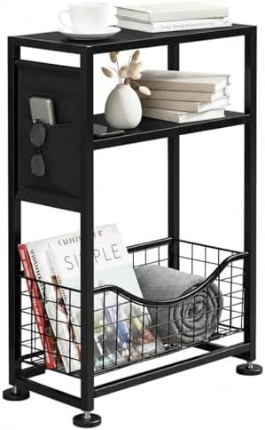 ZEXVIDA Skinny Side Table with Storage