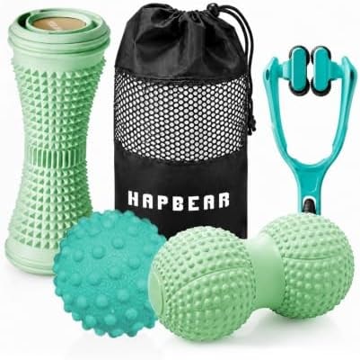 HAPBEAR Massage Ball Set 4 PC, Plantar Fasciitis Relief, with Storage Bag