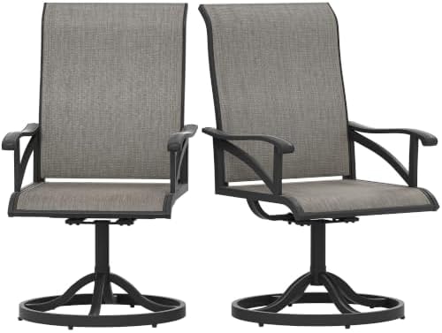 DWVO 2 Set Outdoor Swivel Chairs, Premium Patio Swivel Chairs High Back & Heavy Duty Frame, All Weather Outdoor Swivel Chairs Set of 2 for Porch Lawn Patio, Brown