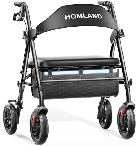 HOMLAND Bariatric Walkers for Seniors with Seat, 500lb Heavy-Duty Rollator