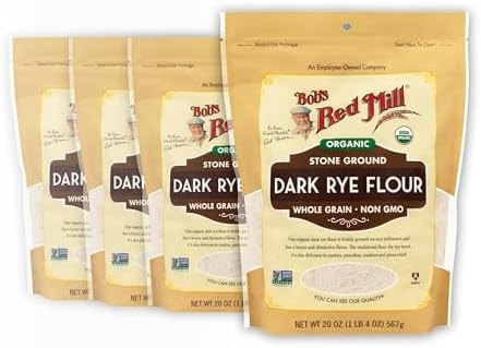 Bob's Red Mill Organic Dark Rye Flour, 20oz (Pack of 4) - Organic, Non GMO, Whole Grain, Vegan, Kosher