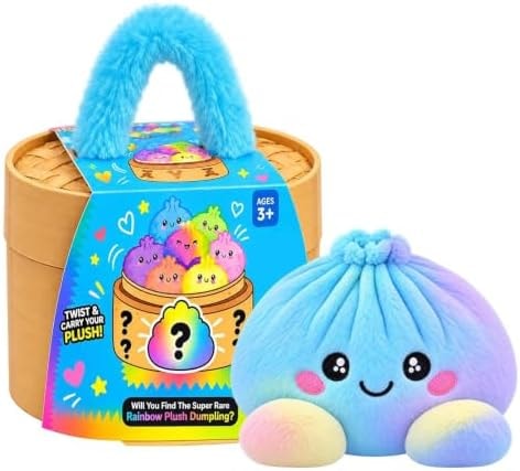 Plush Stuffed Dumpling Squishies, 3.94" Big Rainbow Squishes with Steamer
