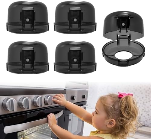 BBsecure Stove Knob Safety Covers - 5 Pack Heat Resistant Stove Knob Covers