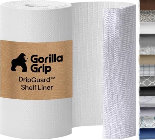 GORILLA GRIP Shelf Liner, Kitchen Drawer Protector, 12x120 White