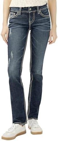 Silver Jeans Co. Suki Mid Rise Curvy Fit Straight Leg Jeans | Trendy & Stylish Denim Bottoms