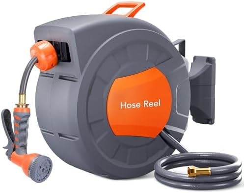 GAOMON Retractable Garden Hose Reel, Water Hose Reel 1/2 in x 100 ft
