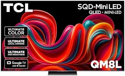 TCL 75 Inch Class QM8L Series | SQD-Mini-LED QLED Smart TV | 75QM8L, 2026 Model | 144Hz | Ultimate Color Brightness & Contrast | Google AI Bang & Olufsen | Voice Control Gaming Streaming Television