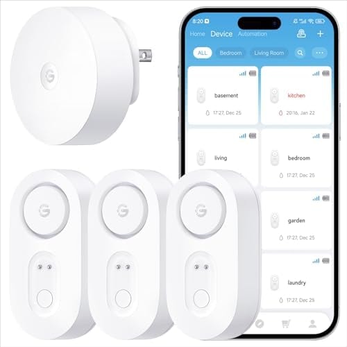 GoveeLife Upgraded Smart Water Leak Detector 1s with High Alarm, 3 Pack