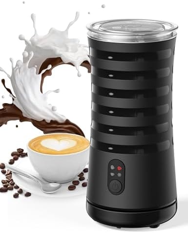 Milk Frother, Mirdred 4-in-1 Milk Steamer and Frother, Hot & Cold Foam Milk Warmer with Temperature Control, Auto Shut-Off Frothers for Coffee, Latte, Cappuccino, Macchiato