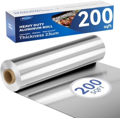 12inx200sqft Aluminum Foil Roll, 23 Micron Thick Food Safe Aluminum