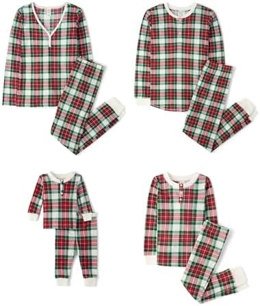The Children's Place Baby Women's Family Matching, Thermal Pajamas Sets, Red Tartan Plaid-Adult Mom