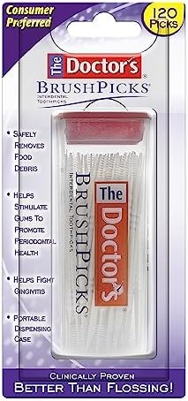 The Doctor's BrushPicks, Interdental Brushes & Dental Picks, Gently Remove Food Debris from Braces & Dental Work, 120 Count