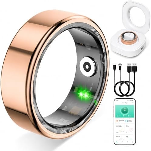 J-BRAUV Smart Ring for Women & Men, IP68 Waterproof Fitness Tracker Ring with Heart Rate, Blood Oxygen & Sleep Monitor, Health Tracker Ring Compatible with iOS & Android, No Subscription Fee (#8)