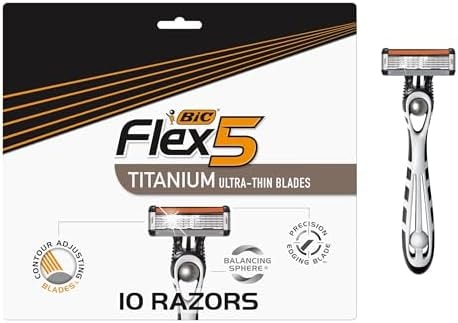 BIC Flex 5 Men’s Disposable 5-Blade Razors, Pivoting Head, 10-Pack
