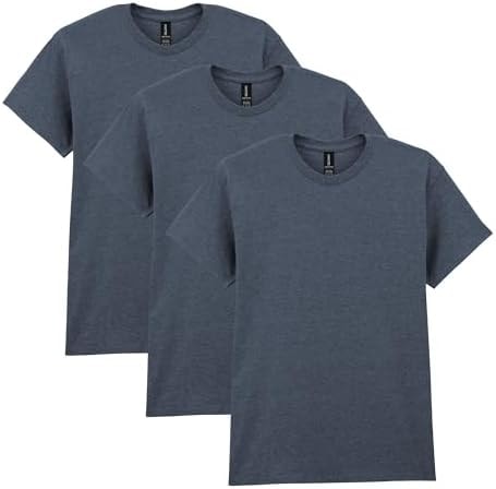 Gildan Mens Heavy Cotton T-Shirt, Style G5000, Multipack T Shirt, Dark Heather (3-Pack), Large US