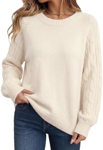 Dokotoo Cable Knit Sweaters for Women Old Money Pullover 2026 Outfits White