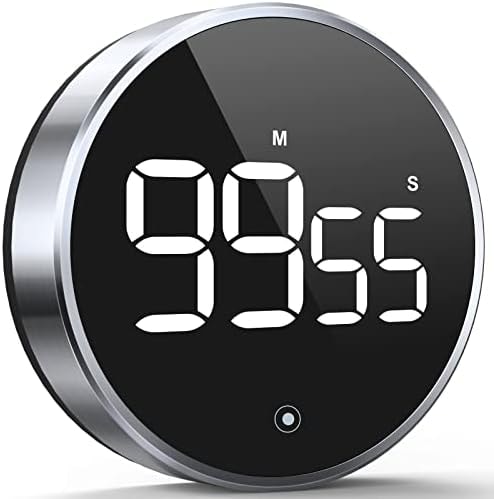 Digital Kitchen Timer, 3.8'' Large LED Display Countdown Countup Timer, Timer for Kids, Classroom Magnetic Timer, Adjustable Volume, Brightness, Easy for Cooking/Study/Office/Exercise (Smooth Knob)