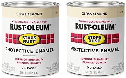 Rust-Oleum 7770502-2PK Stops Rust Brush On Paint, Quart, Gloss Almond, (Pack of 2)