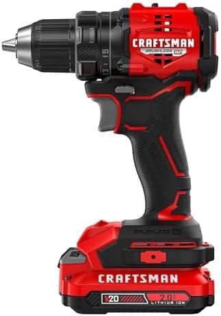 CRAFTSMAN V20 BRUSHLESS RP Compact Drill/Driver, Variable Speeed Trigger, Built In LED, Includes Battery and Charger (CMCD714D1)