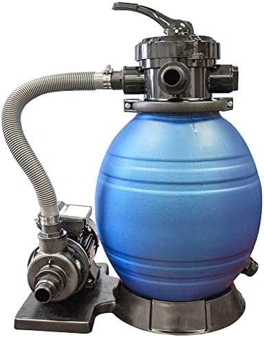 SWIMLINE HYDROTOOLS Complete Sand Filter System, 12" Tank - for Above-Ground Pools Up to 8,000 Gallons, Single Speed Pump, 0.3 THP, 1,980 GPH, 4-Way Multi-Port Valve, 42 lb Capacity