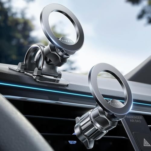 LISEN for MagSafe Car Phone Mount -Strong Magnets Magnetic Phone Holders for Your Car 2-in-1 Vent Dashboard Magnet Cell Phones Holder Mounts Car Accessories Gitfs for Men Women fit iPhone, Black