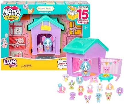 Little Live Pets Puppy House Playset, 15 Mini Collectible Puppies