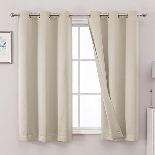 OWENIE Blackout Curtains 84 Inches Long 2 Panels for Bedroom Living Room, Thermal Insulated Grommet Top Drapes, Soundproof Energy Saving Room Darkening Panels, 50" W x 84" L, Pearl