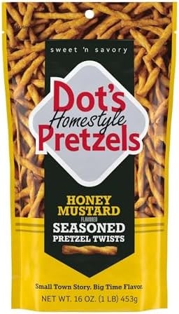 Dot's Homestyle Pretzels Honey Mustard Seasoned Pretzel Twist Snack, 16oz Grocery Sized Bag