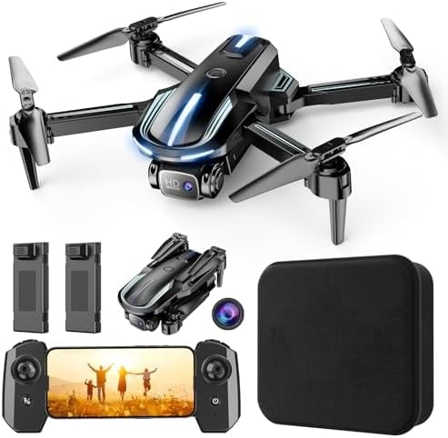Drone with Camera for Adults Beginners Kids, Fun 1080P Foldable Mini Drone for Exciting Indoor Outdoor Play, RC Quadcopter with 2 Batteries, One Key Start, Easy to Fly, Altitude Hold, 3D Flips