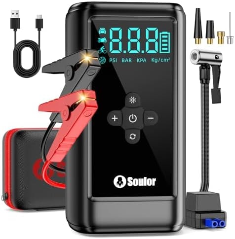 Jump Starter with Air Compressor 6000A Car Battery Jumper Starter Portable
