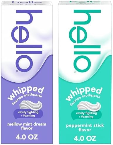 hello Whipped Fluoride Toothpaste Bundle, 2 Pack, 4 oz