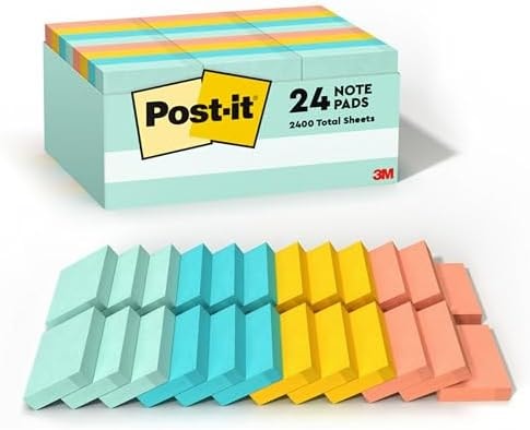 Post-it Notes, 1.38 x 1.88 in, Beachside Café Collection, 24 Pads