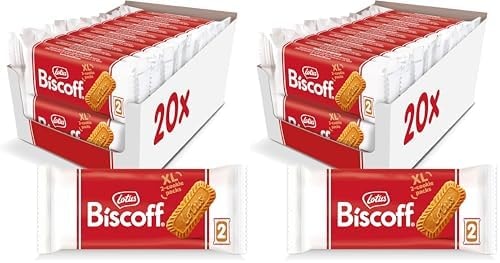 Lotus Biscoff Cookies, Caramelized Biscuit Cookie Snack, Dispenser Box (40 sleeves of 2 extra large cookies) Vegan, 0.9 Ounce, 20 Count (Pack of 2)