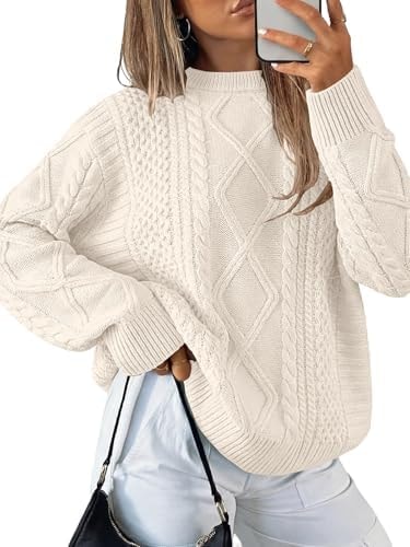 ANRABESS Sweaters for Women Oversized Cable Knit Pullover Fall Outfits