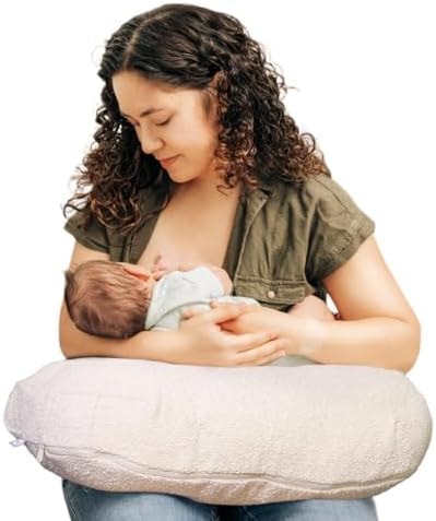 Boppy Nursing Pillow - Ergonomic Bottle & Breastfeeding Pillow with High, Firm, Large Area, Water-Repellent Cushion with Washable Cover; Baby Safety Alliance Verified - Oatmeal Boucle
