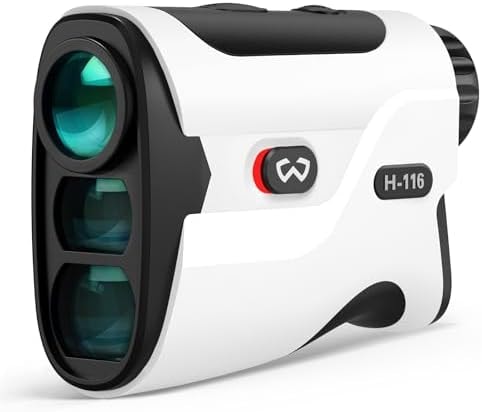WOSPORTS Golf Rangefinder with Slope - 1200/1500 Yards Range Finder Golf with Magnetic Strap, Flag Pole Locking Vibration, 6X Magnification (White, 1200)