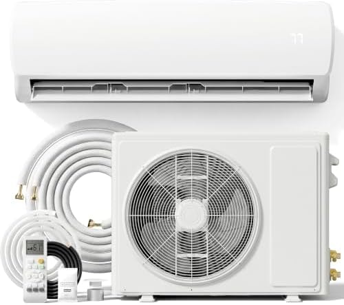 MEPTY 9000BTU Mini Split AC/Heating System, 19 SEER2 Energy Efficient Mini Split Air Conditioner with Heat Pump, 110V Cools Up to 450sq.ft, Ductless Inverter AC Unit with Pre-Charged Condenser