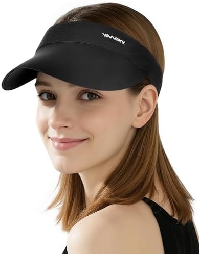 YANIKY Sun Visor Hat for Women,UPF50+ Seamless Sun Hats Men Women Lightweight Sports Cap Stretchy Ponytail Hat for Outdoor Black