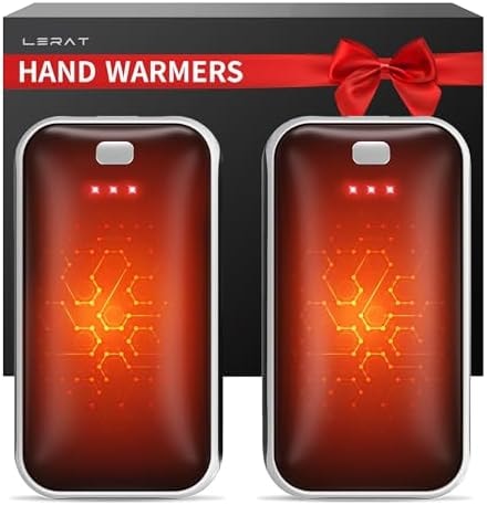 Lerat Hand Warmers Rechargeable 2 Pack, Portable Electric Hand Warmer Max 131℉, Reusable Slim Pocket Heater Handwarmers, Gifts for Men, Women, Outdoor, Golf, Camping, Hunting Essentials