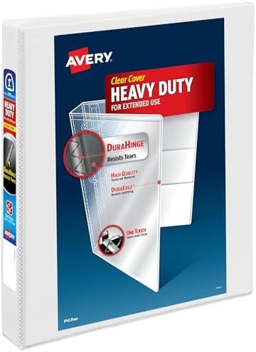 Avery Heavy-Duty View 3 Ring Binder, 1" EZD Rings, 1 White Binder